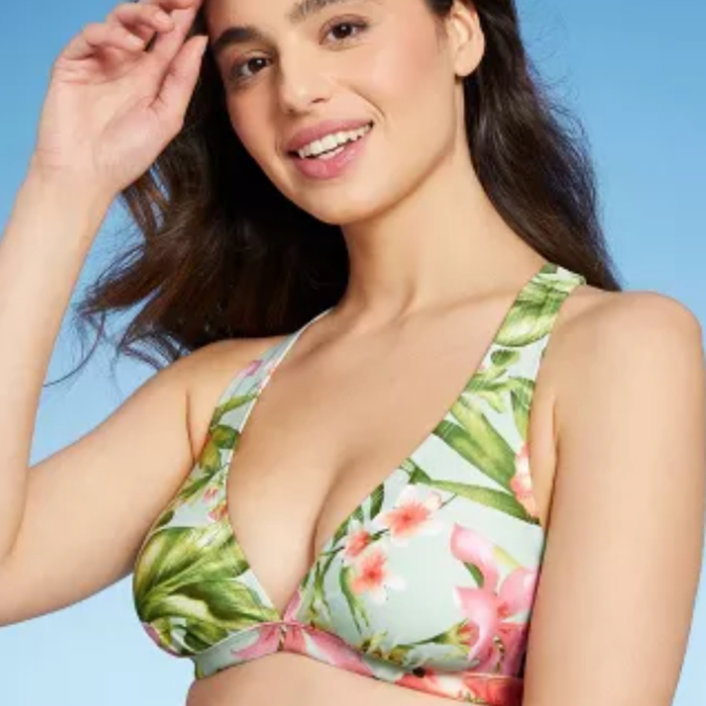 Women's Floral Triangle Bikini Top